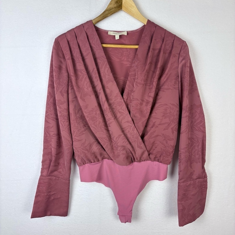 Favorite Daughter Pink V-Neck Blouse Bodysuit Feminine Coquette Quiet Luxury